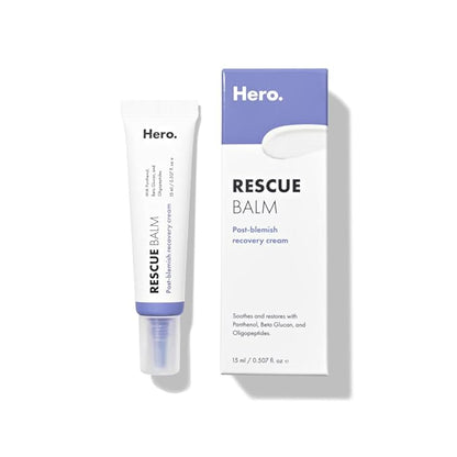 Rescue Balm Post-Blemish Recovery Cream from Hero Cosmetics - Intensive Nourishing and Calming for Dry, Red-Looking Skin - Dermatologist Tested and Vegan-Friendly (15 ml, 0.5 fl. oz)