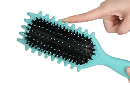 green 1 piece curly hair brush and Curl Defining Brush for Detanging and Defining Curls for women and men.
