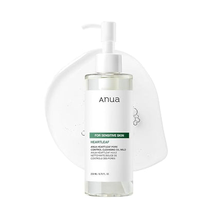 ANUA Heartleaf Pore Cleansing Oil MILD, Sensitive Skin Face Wash, Oil Cleanser for Face, Makeup Blackhead Remover, Korean Skin Care, Non-Comedogenic, Fragrance Free 6.76 fl oz(200ml)