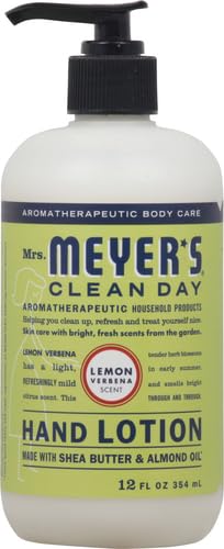 MRS. MEYER'S CLEAN DAY Hand Lotion, Long-Lasting, Non-Greasy Moisturizer, Cruelty Free Formula, Lemon Verbena Scent, 12 Oz