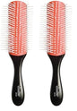 Diane 9-Row Professional Styling Brush, Nylon Pins for Thick or Curly Hair, Use with Wet Hair and Distributing Conditioner, Blowdrying, Black & Red, 1 Count (Pack of 2)