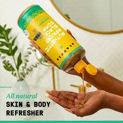 Alaffia Authentic African Black Soap Variety 2-Pack – All-In-One Liquid Soap, Travel-Size Eucalyptus Tea Tree + Full-Size Peppermint Body Wash, Face Wash, Shampoo, Shaving Soap