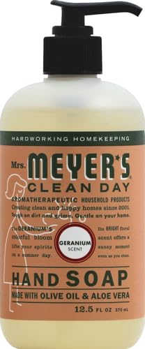 MRS. MEYER'S CLEAN DAY Hand Soap, Made with Essential Oils, Biodegradable Formula, Geranium, 12.5 fl. oz