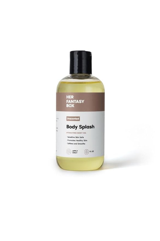 Her Fantasy Box Body Splash Hydrating Body Oil - Moisturizing, Non-Greasy Formula for Soft, Smooth Skin - All-Natural, Lightweight & Nourishing (8 Fl Oz, Unscented)