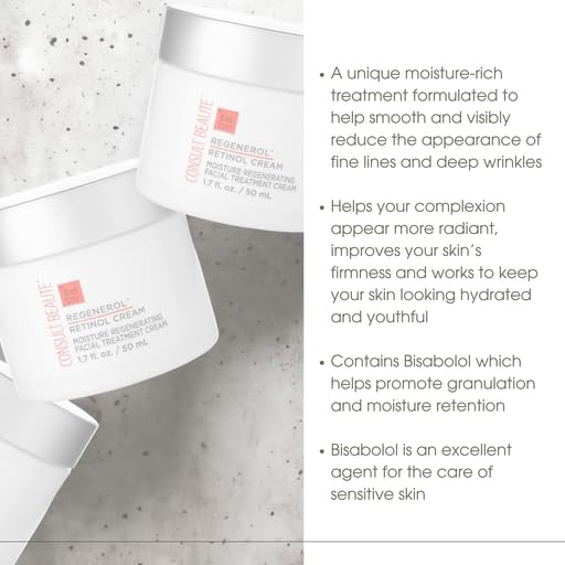 Consult Beaute - Regenerol Retinol Face Cream - Moisture Rich Regenerating Facial Daily Treatment Cream - Visibly Reduce Appearance of Fine Lines and Wrinkles - 1.7 oz.