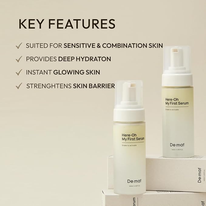 Here-Oh My First Hydrating Face Formula with Hyaluronic Acid | Bubble Texture for Barrier Support & Glow | Korean Care for Dry & Sensitive Types (4.90 fl oz)