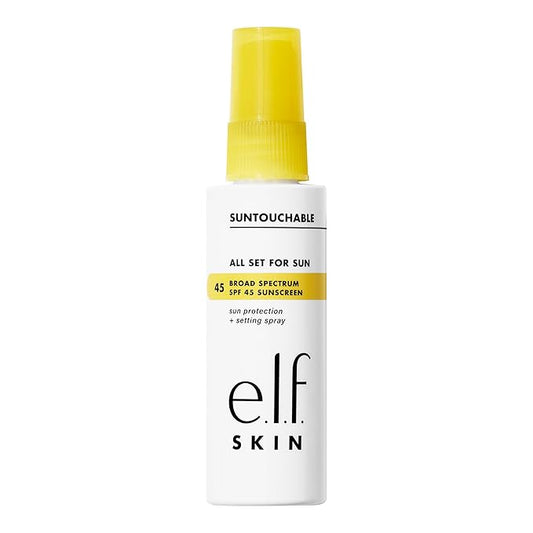 e.l.f. SKIN All Set For Sun SPF 45, Setting Spray With SPF 45 For Long-Lasting Makeup, Weightless, Non-Greasy Formula, Vegan & Cruelty-Free, Packaging May Vary