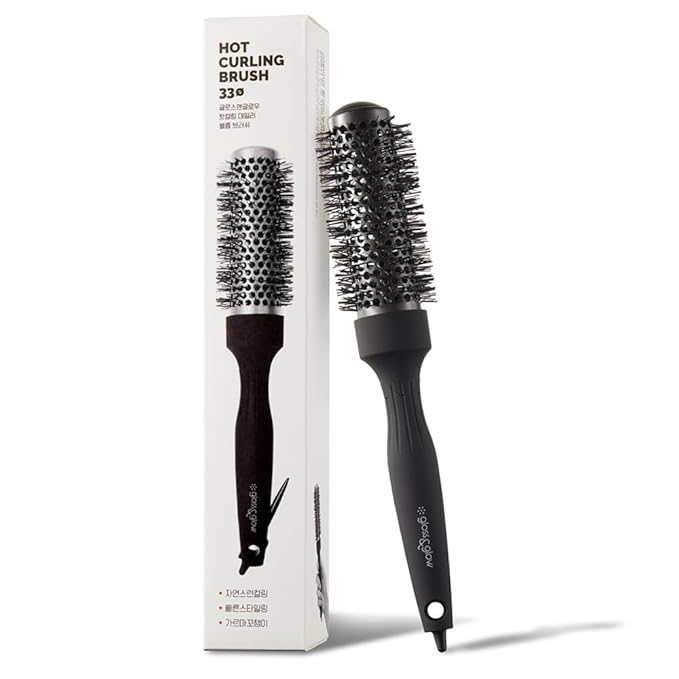 Professional Salon Round Brush with Ceramic Coating for Blow Drying - Salon Blowout Styling. Quick Styling and Voluminous Hair. (1.3 inch)