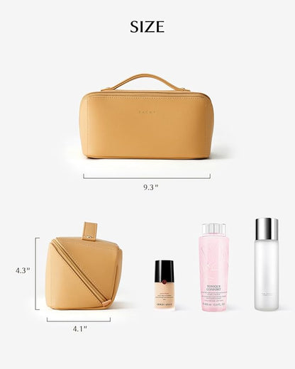 EACHY Travel Makeup Bag,Large Capacity Cosmetic Bags for Women,Waterproof Portable Pouch Open Flat Toiletry Bag Make up Organizer with Divider and Handle