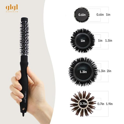 Professional Salon Round Brush with Ceramic Coating for Blow Drying - Salon Blowout Styling. Quick Styling and Voluminous Hair. (0.6 Inch)