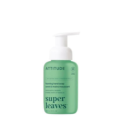 ATTITUDE Foaming Hand Soap, EWG Verified, Plant and Mineral-Based Ingredients, Vegan and Cruelty-free Personal Care Products, Green Apple & Basil, 10 Fl Oz