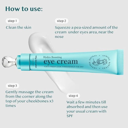 Under Eye Cream for Dark Circles and Puffiness - Caffeine Eye Cream Anti Aging Brightener With Niacinamide, Squalane, Peptide Complex, Korean Skin Care Formula - Massage Zinc Roller - Puffy Eyes