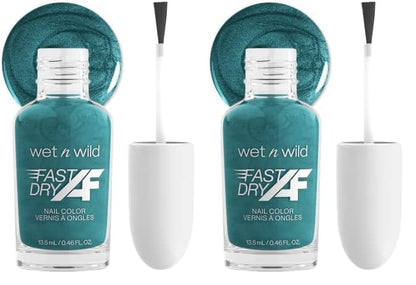 wet n wild Fast Dry AF Nail Polish Color, Glitter Blue Mermaids Do Exist | Quick Drying - 40 Seconds | Long Lasting - 5 Days, Shine (Pack of 2)