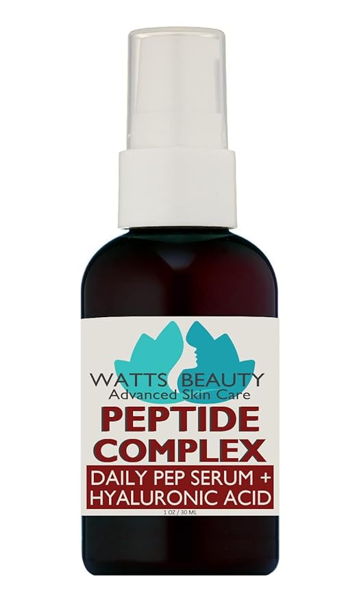 Peptide Anti-Aging Face Serum - Hyaluronic Acid and Collagen Boosting Peptides Daily Face Care Polypeptide Complex with L-Arginine Firms Wrinkles and Boosts Collagen - 1 oz Pump Bottle