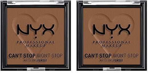 NYX PROFESSIONAL MAKEUP Can't Stop Won't Stop Mattifying Pressed Powder - Deep (Pack of 2)