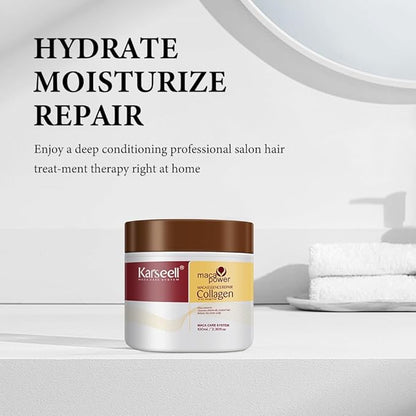 Karseell 3.38floz 100ml Collagen Hair Treatment Deep Repair Conditioning Argan Oil Collagen Hair Mask Essence for Dry Damaged Hair All Hair Types