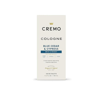 Cremo Cologne for Men - Blue Cedar & Cypress Mens Cologne Spray- A Woodsy Scent with Notes of Lemon Leaf, Cypress and Cedar, Fragrances For Men, 3.4 Fl Oz
