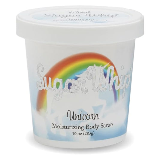 Primal Elements Sugar Scrub, Exfoliating Sugar Whip, Body Cleanser & Moisturizer, Unicorn, 10 oz Package
