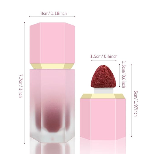 Liquid Blush for Cheeks, Soft Cream Blush with Cushion Applicator, Dewy Finish Matte Velvet Texture, High-Pigmented Blendable, Long-Wearing Rubor Makeup | #08 ARDOUR-Chili Red