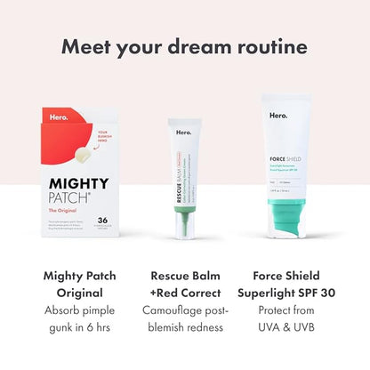 Hero Cosmetics Rescue Balm + Red Correct: Post-Blemish Recovery Cream, Nourishing & Calming, Dermatologist Tested, Vegan (1.69 fl oz)
