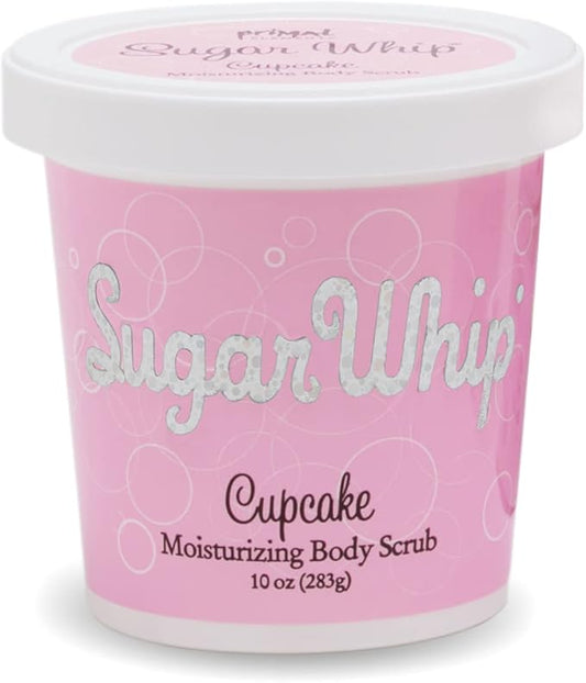 Primal Elements Sugar Scrub, Exfoliating Sugar Whip, Face and Body Cleanser, Moisturizer, Cupcake, 10 oz Package