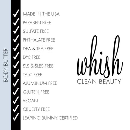 Whish Beauty Body Butter for Women - Moisturizing Body Lotion for Dry Skin - Antioxidant-Rich with Shea Butter, Aloe, & Raspberry Butter - Paraben & Sulfate Free - Pomegranate - 5 fl oz