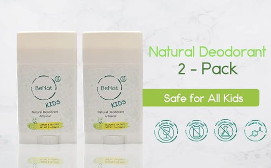 2-Pack All Natural Deodorant For Kids and Teens 100% Natural Aluminum-Free Carcinogen Free Kids Deodorant For Boys and Girls Clinically Proven To Be Safe For Children and Teenagers