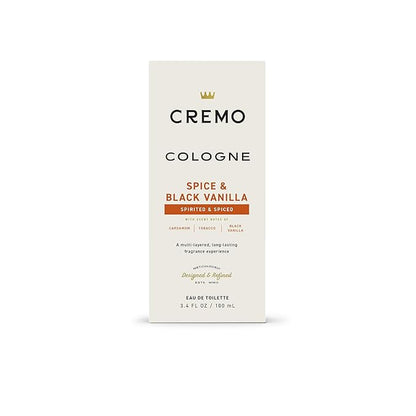 Cremo Cologne for Men - Spice & Black Vanilla Mens Cologne Spray - An Explosion of Vibrant Spices, Dark Woods and Black Vanilla, Fragrances For Men, 3.4 Fl Oz