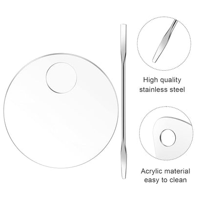 2PCS Acrylic Cosmetic Palette with 2PCS Spatula Tool,Makeup Mixing