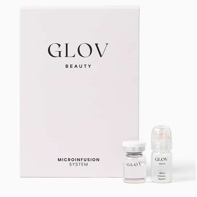 Micro Infusion System – 0.25mm 24k Gold Cosmetic Facial Stamp with Hyaluronic Acid & Peptide Serum Ampoules – At-Home Hydrating & Plumping Glow Kit for Face & Lips