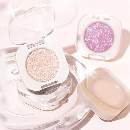 Glitter Shimmer Sparkle Eyeshadow Palette Makeup for Green Blue Eyes, Light Brown Glitter Shimmer Metallic Holographic Multichrome Cream Iridescent Single Monochrome Eye Shadow Makeup
