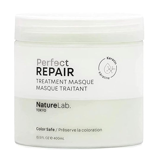 NATURELAB. TOKYO Perfect Repair Treatment Masque Jumbo Size: Heat and Color Protection, Hair Mask Treatment to Strengthen and Repair Dull, Damaged, Brittle Hair I 13.5 FL OZ / 400ml ($38 Value)