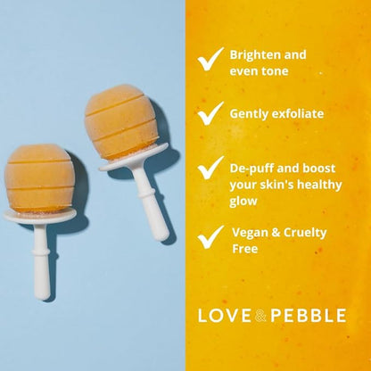Love & Pebble Beauty Pops - Ice Roller Massage & Skin Care Ice Mask for Face Set with Turmeric & Aloe | Cryo Dermal Benefits of Ice Face Roller and Gua Sha, As Seen on Shark Tank and Tik Tok