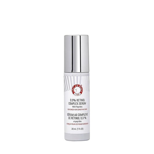 First Aid Beauty - 0.3% Retinol Complex Serum with Peptides, Designed for Sensitive Skin, Helps Visibly Improve Lines and Wrinkles with Less Irritation than Traditional Retinol, Non-Comedogenic, 1 oz