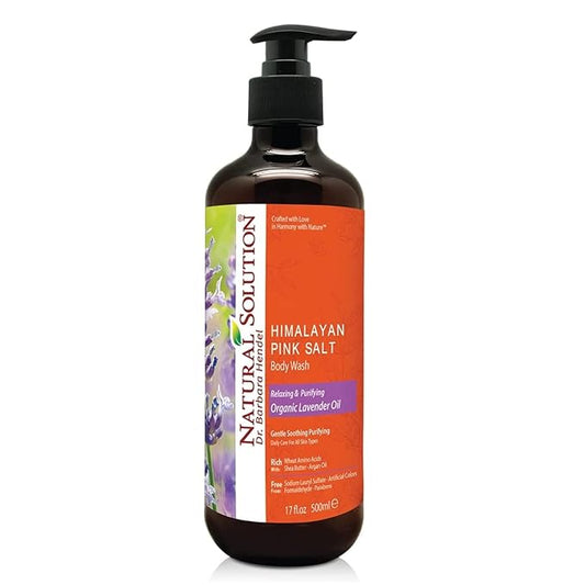 NATURAL SOLUTION Pink Salt Body Wash, Relax & Purifying Body Wash with Organic Lavender Oil - 500 ml