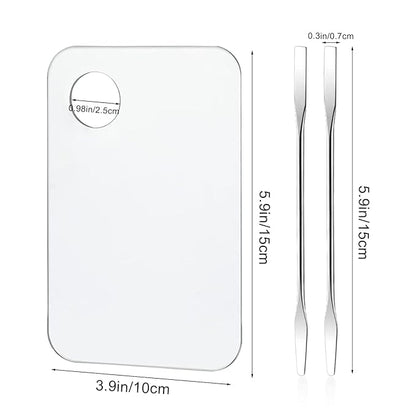 2PCS Acrylic Cosmetic Palette with 2PCS Spatula Tool,Makeup