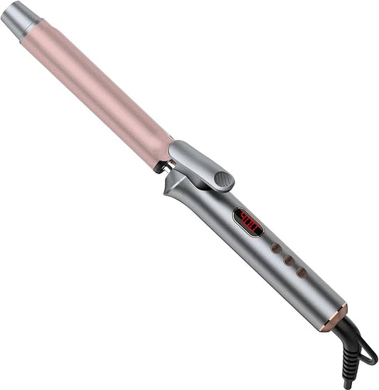 YEEGOR 1 Inch Curling Iron,Extra Long Barrel Ceramic Curling Iron for Long Hair Get Bouncy Curls,Dual Voltage Hair Curler for Travel,Rose Gold