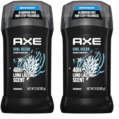 AXE Deodorant Stick for Men Cool Ocean For Long Lasting Odor Protection All Day Fresh Scent Men's Deo, Aluminum Free 3 oz (Pack of 2)