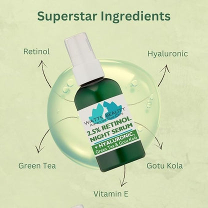 2.5% Retinol Serum with 50% Hyaluronic Acid - Anti Aging, Fine Lines, Wrinkles, Blemishes, Large Pores - No Parabens, No Animal Testing - 4.48oz