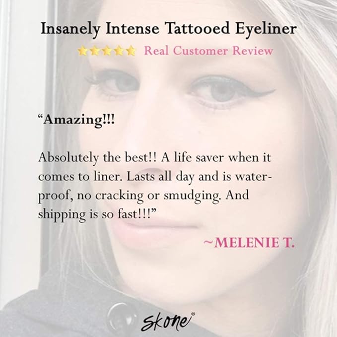 Skone Waterproof Liquid Eyeliner - Long Lasting & Smudge Proof - Insanely Intense Tattooed Eyeliner Pen with Felt Tip Applicator - Plum Black (0.07oz)