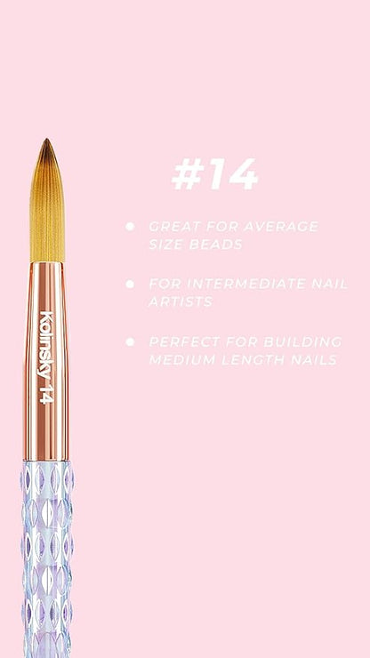 Kiara Sky Crystal Acrylic Kolinsky Nail Brush (Clear, #14)