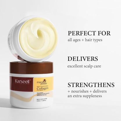 Karseell 3.38floz 100ml Collagen Hair Treatment Deep Repair Conditioning Argan Oil Collagen Hair Mask Essence for Dry Damaged Hair All Hair Types