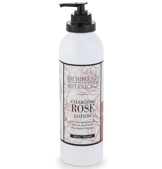 Archipelago Botanicals Charcoal Rose Lotion, Hydrating Lotion for Soft and Healthy Skin, Scented Body Lotion Free from Parabens, Phthalates and GMOs (18 oz)