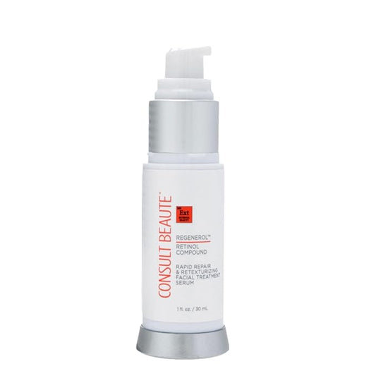 Consult Beaute - Regenerol Retinol Compound Serum for Face - Rapid Repair & Retexturizing Skin Treatment for Lines and Wrinkles - Hydrating Hyaluronic Acid - AHA -1 Fl. Oz.