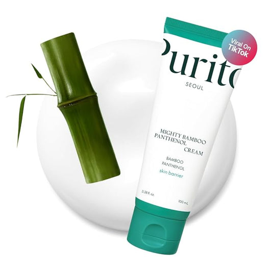 PURITO Mighty Bamboo Panthenol Cream, Glow Cream, Skin Barrier Repair, for All Skin Types, Daily Face Moisturizer, Glass skin, Vegan, Korean Skin Care 3.38fl.oz / 100ml