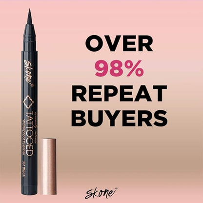 Skone Cosmetics Insanely Intense Tattooed Eyeliner Pen - Waterproof Liquid Eyeliner, Long Lasting, Sweat Proof, Smudge Proof Felt Tip Liquid Eyeliner - Pigmented Eye Liner Makeup, Hunter Green(0.07oz)