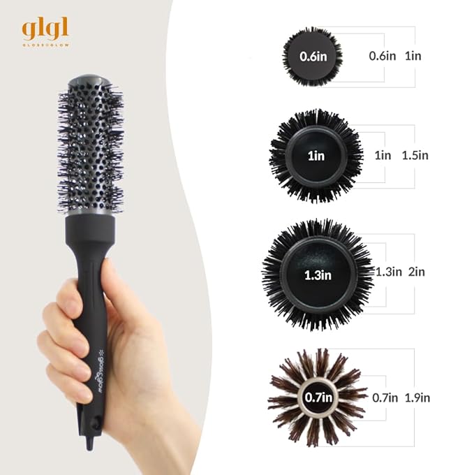Professional Salon Round Brush with Ceramic Coating for Blow Drying - Salon Blowout Styling. Quick Styling and Voluminous Hair. (1.3 inch)
