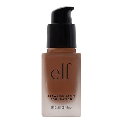e.l.f. Flawless Satin Foundation, Lightweight & Medium Coverage, Semi-Matte Finish, Vegan & Cruelty-Free, Mocha, 0.68 Fl Oz (20mL)