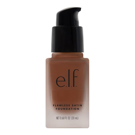 e.l.f. Flawless Satin Foundation, Lightweight & Medium Coverage, Semi-Matte Finish, Vegan & Cruelty-Free, Mocha, 0.68 Fl Oz (20mL)