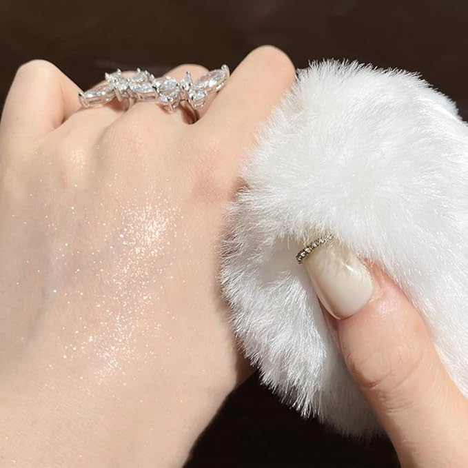 Highlight Glitter Powder Ball,White Shimmer Highlighter Makeup Powder Various Occasions